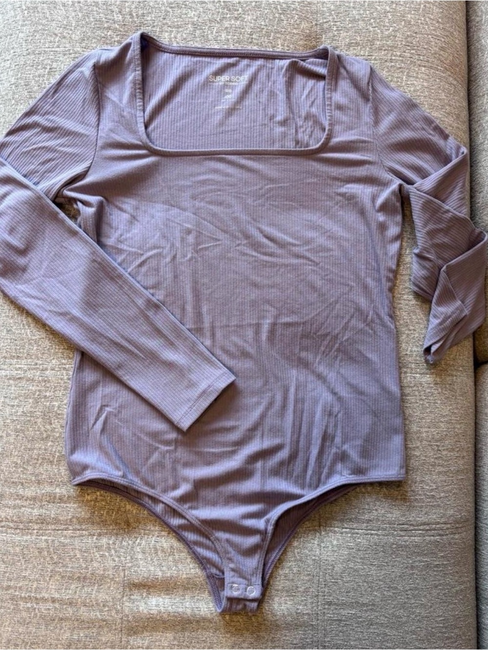 torrid Lavender Ribbed Square Neck Long Sleeve Bodysuit